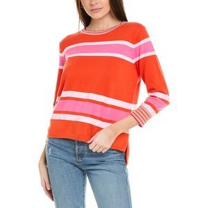 CAbi Orange and Pink Striped Sweater
